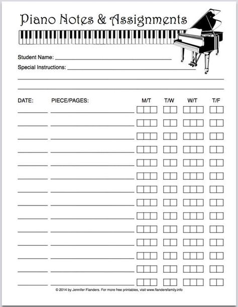 Piano Practice Chart| free printable from http://www.flandersfamily.info repetition, weekly, daily, binder Piano Practice Chart, Piano Pedagogy, Piano Teaching Resources, Music Lessons For Kids, Blues Piano, Piano Practice, Piano Teaching, Piano Teacher, Learn Piano