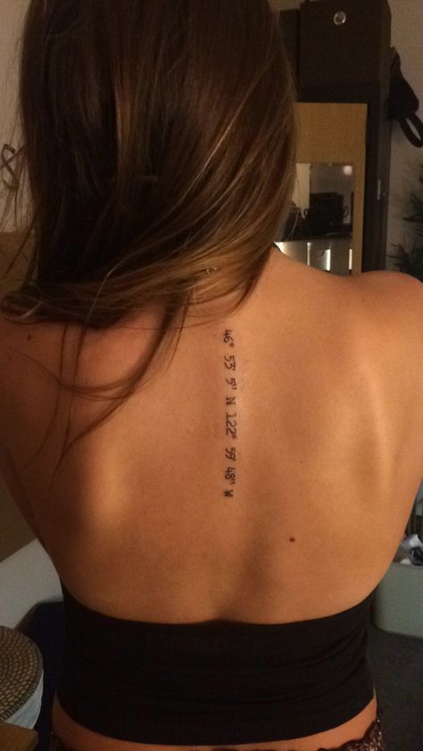 Sentence Tattoo, Tattoo English, New School Tattoos, Spinal Tattoo, Story Tattoo, Coordinates Tattoo, Molecule Tattoo, Inspiration Tattoos, Wolf Tattoo Design