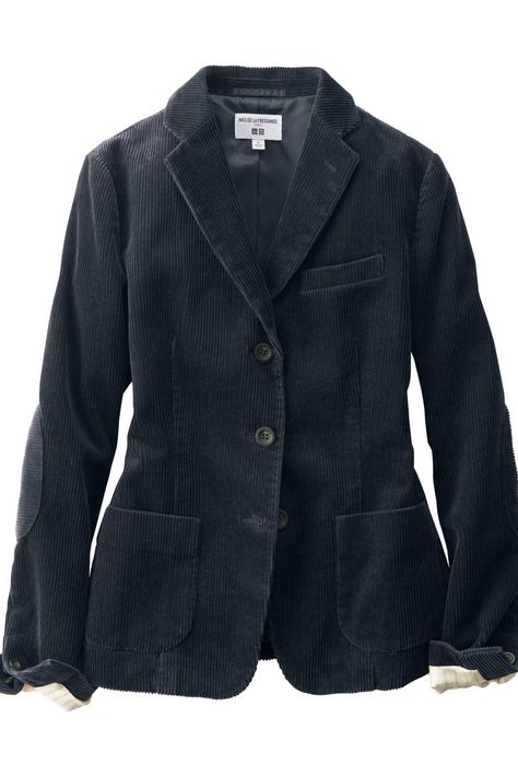 Uniqlo Jackets, Blazer For Women, Indigo Jeans, French Girl Style, Blue Corduroy, Corduroy Blazer, Stylish Clothes For Women, Spring Wardrobe, Fall Jackets