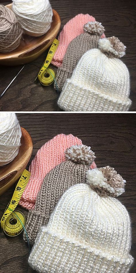 Baby Hat Knitting Patterns Free Double Knit, Baby Hat Knitting Patterns Free Straight Needles, Toddler Hat Pattern, Child Hat Knitting Pattern, Baby Hats Knitting Free, Hats For Babies, Newborn Knit Hat, Baby Hat Knitting Patterns Free, Easy Baby Knitting Patterns