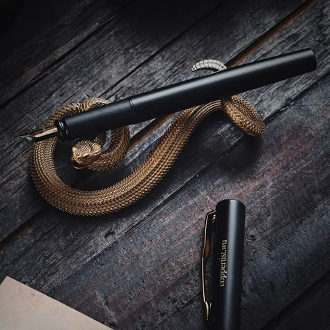 Creative Rattlesnake Pen Holder | Brass Desk Decoration – COPPERTIST.WU Desk Stuff Office Accessories, Caligraphy Pen, Unique Office Decor, Office Decor Desk, Desk Toy, Fancy Pens, Brass Desk, Unique Office, Unique Pens