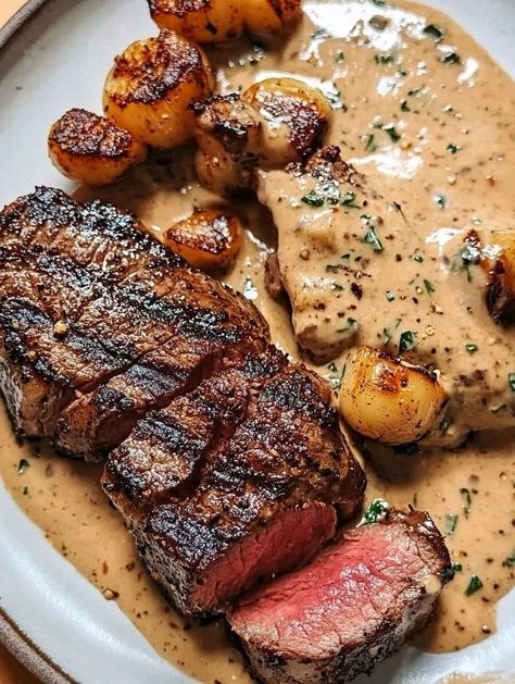 Bourbon Garlic Cream Sauce, Steak With Bourbon Garlic Cream Sauce, Recipes Steak, Main Recipes, Heavenly Recipes, Gordon Ramsay Recipe, Easy Cook, Garlic Cream Sauce, Skillet Recipes