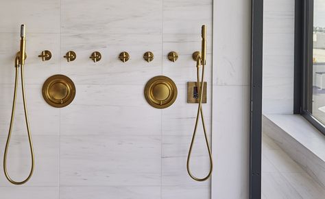 Thomas Juul-Hansen's 505 West19th St | Wallpaper* Water Closet Design, Spa Suite, Brass Faucets, Penthouse Living, Shower Plumbing, Bathroom Tub Shower, Shower Rooms, Architecture Wallpaper, Water Closet