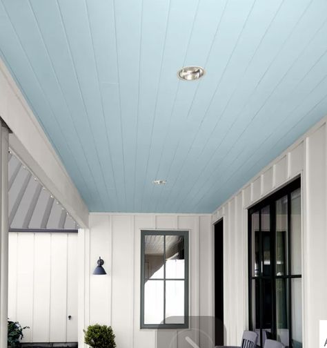 Haint Blue Porch Ceiling Sherwin Williams, Painted Ceiling Blue, Haint Blue Porch Ceiling Behr, Haint Blue Paint Colors, Blue Ceiling Paint, Haint Blue Porch Ceiling, Blue Porch Ceiling, Blue Porch, Woodlawn Blue