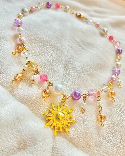 Rapunzel inspired necklace $14 ~ ~ #jewelry #smallbusiness #designer #fairycore #cottagecore #necklace #silver #necklaces #handmade #jewelrymaking #diy #fairy #dreamycore #gold #butterfly #wirewrap #fairycore #fairyaesthetic #darkfairy #cute #princess #rapunzel Rapunzel Necklace, Cottagecore Necklace, Necklaces Handmade, Bracelet Craft Diy, Princess Rapunzel, Fairy Aesthetic, Diy Fairy, Inspired Necklace, Fairycore Cottagecore