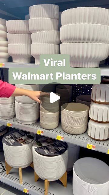 Liz Fenwick DIY on Instagram: "Walmart planters are BACK! 🪴 Comment “Shop” and I’ll send you the links! A lot of these planters went viral last year and I was so excited to see some new ones as well!! 😍 Which ones will you be picking up?? Check out all my Walmart finds in my new video, link in stories!! #walmartfinds #walmartdeals #walmarthome #homedecor #homedecorideas #diyhomedecor #planters #planterpot #houseplants #plantlovers #houseplantcommunity #homedesign #homedecoration" Walmart Planters Decor, Diy Indoor Planter, Walmart Planters, Planter Hacks, Liz Fenwick Diy, Diy Planters Pots, Liz Fenwick, Dollar Tree Diy Organization, Planters Diy