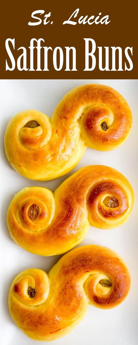 St. Lucia Buns! A Swedish Christmastime favorite—saffron infused S shaped sweet rolls, for St. Lucia Day. #holiday #baking #swedish #bread Lucia Buns Recipe, Saffron Buns Recipe, St Lucia Buns, Saffron Buns, St Lucia Day, Buns Recipe, Scandinavian Food, Swedish Christmas, Sweet Rolls