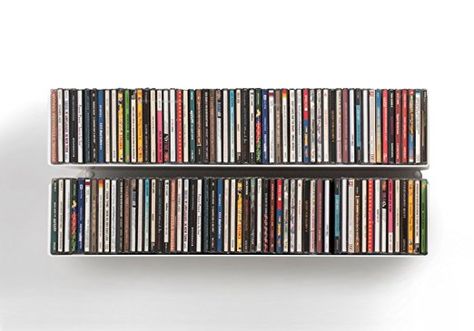 CD and DVD shelves - Set of 2 UCD TEEbooks - L 60 cm, D 15 cm, H 15 cm - White Cd Shelves, Cd Wall, Grey Shelves, Cd Storage, Bookcase Design, Regal Design, Vinyl Record Storage, Shelf Lighting, Wall Bookshelves