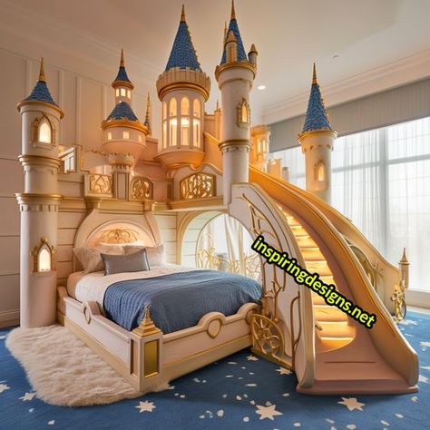 These Giant Disney Castle Shaped Beds Will Turn Your Bedroom into a Fairy Tale Kingdom – Inspiring Designs Castle Bedroom Kids, Castle Bed, Stile Harry Potter, Castle Bedroom, Disney Rooms, Bed Design Modern, Bantal Sofa, Kids Interior Room, Disney Castle