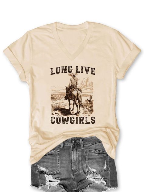 PRICES MAY VARY. ❀ High-Quality Fabric: V Neck Cowgirls Shirts for Women is Made of Polyester Blend Material, Which is Soft on the Skin and is Comfortable to Wear, Easy To Clean, Provide You an Unforgettable Wearing Experience. ❀ Features: Long Live Cowgirls Shirts for Women, Cute V Neck Cactus Graphic Tees, Western Cowboy Cowgirl Shirts, Casual Short Sleeve Tops for Ladies Girls, Classic Casual Loose Fit Tee Blouses ❀ Occasions: Women's V Neck Graphic T-Shirt Suit for Summer, Casual, Home, Scho Western T Shirts For Women, Womens Shirts Casual, Cactus Graphic, Horse Shirts, Floral T Shirt, Beach Tops Summer, Sunflower Graphic, Country Music Shirt, Cactus Shirt