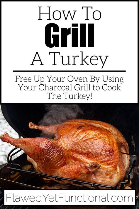 Tired of not having enough cooking space on Thanksgiving? Free up the oven by cooking your turkey on the grill! Charcoal grilled turkey is simple, delicious, and will wow your guests! #turkey #grilledturkey #paleo #aip Big Green Egg Turkey, Pellet Grilling Recipes, Grilled Turkey Recipes, Rec Tec Grills, Cooking Thanksgiving Turkey, Grilling Recipes Ideas, Fall Grilling, Bbq Turkey, Smoked Turkey Recipes