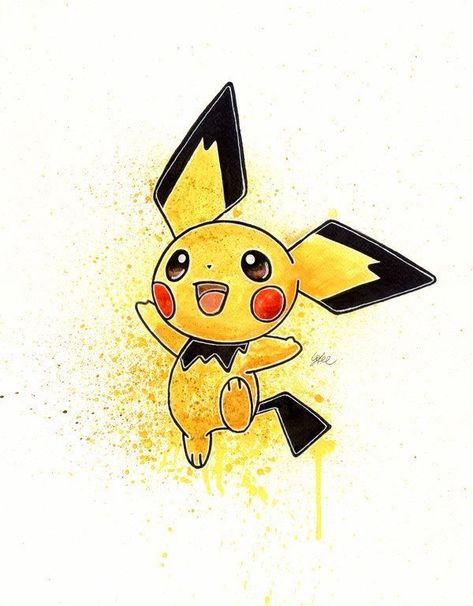 Pikachu Fanart, Pikachu Evolution, Pichu Pokemon, Pikachu Raichu, Gold Pokemon, Cute Pikachu, Pokemon Drawings, All Pokemon, Pokemon Fan Art