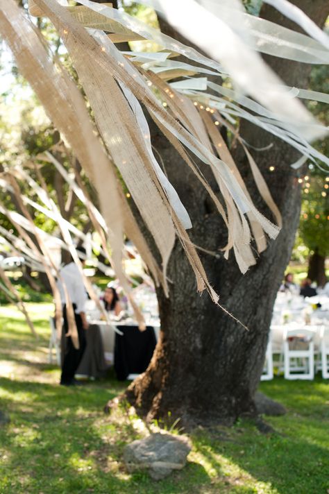 burlap ribbon decorations Ribbon Bunting Wedding, Conference Decor, Ribbon Bunting, Conference Ideas, Women's Conference, Burlap Decor, Womens Conference, Ribbon Decorations, Bunting Flags