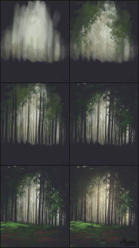 Forest Digital Painting, Guide Illustration, Illustration Environment, Nature Sketchbook, الفن الرقمي, Istoria Artei, Lush Forest, Concept Art Tutorial, Color Study