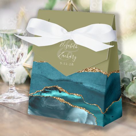 Modern Agate Geode Teal Gold Olive Green Favor Boxes Purple Favors, Gold Favor Boxes, Handwriting Script, Wedding Favor Boxes, The Wedding Date, Agate Geode, Purple Background, Teal And Gold, Kids Nursery Decor