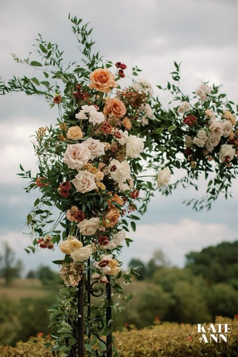 The magic of this chic, neutral-toned wedding at Shadow Creek, Virginia was unmatched, I loved these beautiful soft florals to go along with the pastoral setting. Moody Wedding Flowers, Fall Wedding Arches, Neutral Wedding Flowers, Floral Arch Wedding, Burnt Orange Weddings, Wedding Arbor, Creek Wedding, Wedding Arbour, Wedding Arch Flowers