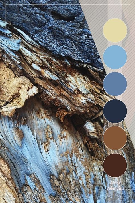 Blue Brown Silver Color Palettes, Brown Blue White Aesthetic, Blue And Brown Color Pallete, Blue Brown Bathroom Ideas, Wooden Colour Palette, Blue Brown Moodboard, Complimentary Colors For Blue, Blue Brown Tan Color Palette, Color Pallete With Brown