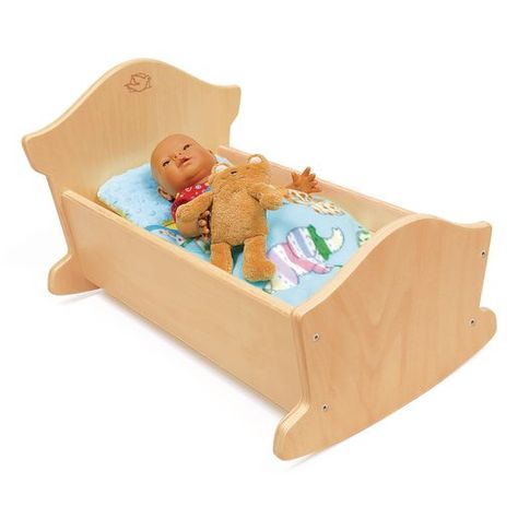 ROLE PLAY: Encourage young children to use their imaginations and make connections with the real world. BUILT TO LAST: The wooden doll bed is very stable and safe for young children with rounded edges and a smooth natural finish. FAST ASSEMBLY: Simple and fast adult assembly required. PERFECT ACCESSORY: Early introduction to dramatic and role play by encouraging doll "moms" and "dads" to use their imaginations and build social skills. DIMENSIONS: Product measures 22 inches L x 15.5 inches W x 14 Wooden Doll Bed, Doll Furniture Plans, Wooden Doll Cradle, Baby Doll Cradle, Wooden Cradle, Doll Cradle, Doll Crib, Baby Cradle, Play Furniture