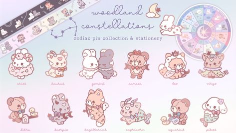 zodiac / horoscope pin and stationery collection Kawaii Folder, Cute Zodiac, Gemini And Virgo, Gemini And Libra, Libra Capricorn, Virgo And Libra, Zodiac Constellations, Zodiac Horoscope, Stationery Collection