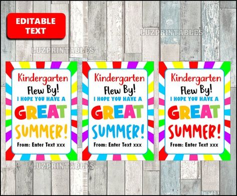 Kindergarten Flew By Tag, End of School Year Tag, Last Day of School Gift Tag, Printable Summer Tag Baby Cupcake Toppers, Gift Tag Printable, Teacher Summer, Party Topper, End Of School Year, End Of School, School Gift, Summer Gift, Last Day Of School