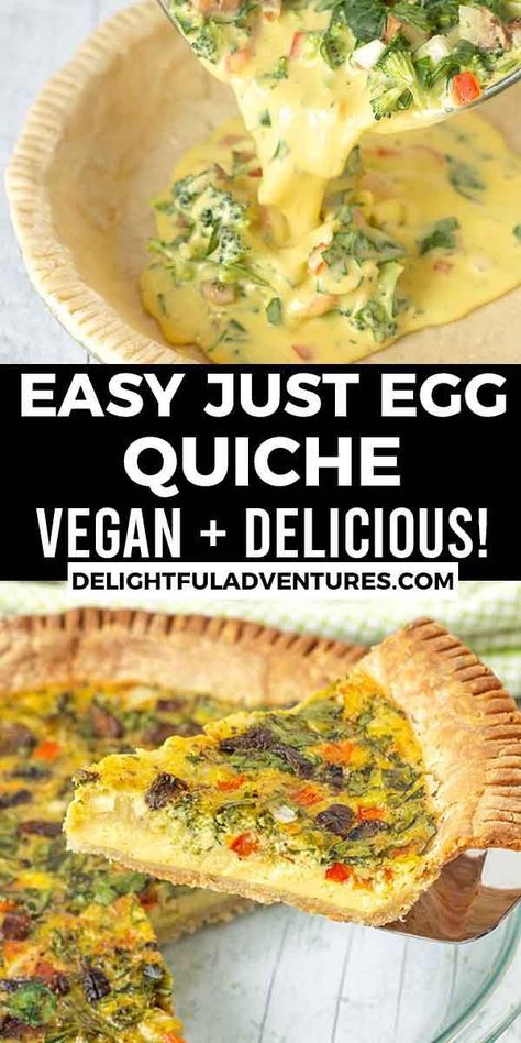 Quiche Recipes No Cheese, Quiche With Just Egg, Just Egg Quiche, Vegan Quiche Recipes, Simple Vegan Breakfast, Vegan Brunch Ideas, Egg Quiche, Vegan Brunch Recipes, Vegan Quiche