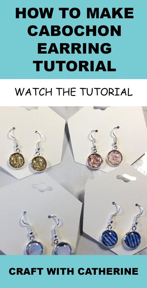 Cabochon Setting Ideas, Bezel Earrings Diy, Cabachon Jewelry Diy, How To Make Stud Earrings, Diy Cabochon Earrings, Cabochon Jewelry Diy, Cabachon Ideas, Fishing Earrings, Resin Earrings Diy