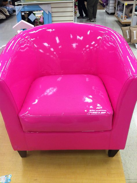 Hot pink chair Pink Curved Couch, Hot Pink Storage, Neon Pink Furniture, Hot Pink Salon Aesthetic, Pink Bedroom Chair, Hot Pink House Decor, Hot Pink Living Room Ideas, Barbiecore Aesthetic Room, Hot Pink Stuff