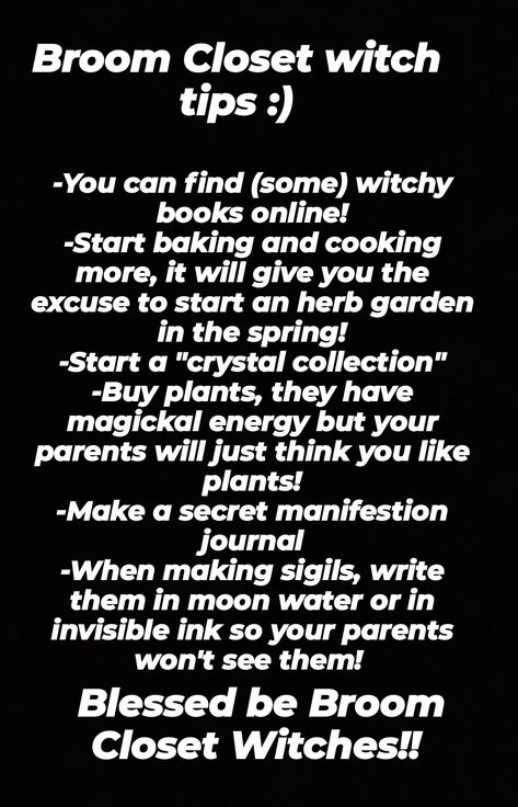 Tips For Witches In The Broom Closet, Broomcloset Witch Tips, Closeted Witch Tips, Closeted Witch Altar, Closeted Witch, Broom Closet Witch Tips, Closet Witch Tips, Broke Witch Tips, Closet Witch Altar