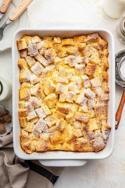 Eggnog Bread Pudding Bacon Bread Pudding, Eggnog Bread Pudding Recipes, Egg Nog Bread Pudding Recipe, Egg Nog Bread Pudding, Christmas Breakfast Brunch, Leftover Eggnog, Breakfast Bread Pudding, Eggnog Bread Pudding, Brioche Bread Pudding