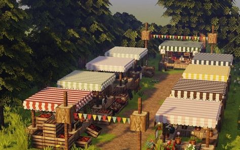 Minecraft Farmer Market, Minecraft Outdoor Market, Minecraft Farmers Market Ideas, Farmers Market Minecraft, Minecraft Market Ideas, Minecraft Farmers Market, Mizunos 16 Craft, Minecraft Market, Minecraft Shops