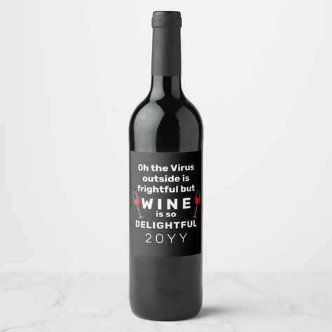 Funny Christmas Pun Wine Lover Typography Wine Label