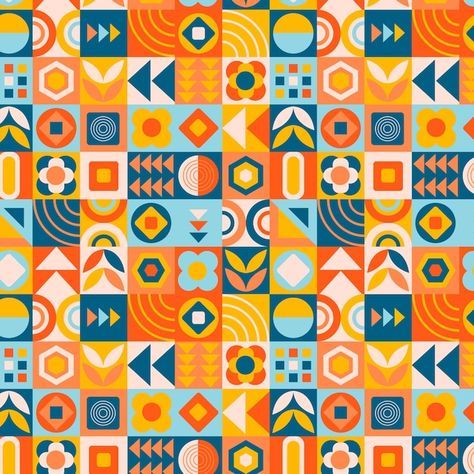 Hand drawn flat design geometric mosaic ... | Free Vector #Freepik #freevector #background Pattern Illustration Geometric, Mosaic Designs Pattern, Posters Simple, B Drawing, Fun Art Ideas, Mosaic Tile Stickers, Ornamental Pattern, Mini Posters, Geometric Mosaic