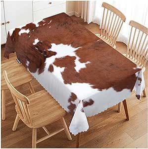 Rectangle Table Cloth, Cow Print Fabric, Dining Tablecloth, Bbq Picnic, Cowhide Print, Outdoor Patio Table, Farewell Parties, Party Table Cloth, Brown Cowhide