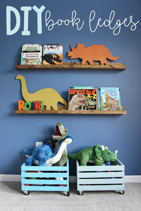 Book Ledges, Gallery Wall Shelves, Green Walls Living Room, Dino Nursery, Book Ledge, Door Projects, Diy Console, Diy Console Table, Sewing Room Storage