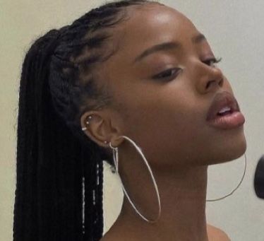 black girl box braids Girls Braids, Box Braids Hairstyles, Braids For Black Hair, Black Girls Hairstyles, Aesthetic Hair, Protective Hairstyles, Hair Looks, Hair Inspo, Ear Piercings