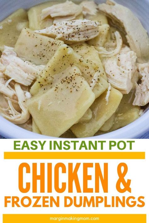 This recipe for Instant Pot chicken and Reames frozen dumplings is a super fast way to make dinner without a lot of effort! You'll love this hearty southern style comfort food meal! #southernstyle #comfortfood Chicken And Frozen Dumplings, Instapot Chicken And Dumplings, Instant Pot Chicken And Dumplings, Instant Pot Freezer Meals, Instapot Meals, Instant Pot Freezer, Homemade Chicken And Dumplings, Crockpot Chicken And Dumplings, Frozen Dumplings