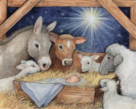 Manger Scenes Nativity, Nativity Painting, Beautiful Christmas Scenes, Christmas Reading, Merry Christmas Pictures, Christmas Traditions Family, Christmas Nativity Scene, Christmas Drawing, Christmas Scenes