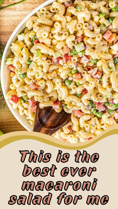 This is the best ever macaroni salad for me Macaroni Salad Recipe With Peas, Sweet Macaroni Salad Recipe, Sweet Pasta Salads, Homemade Macaroni Salad, Creamy Macaroni Salad, Easy Salad Dressing Recipes, Easy Macaroni Salad, Classic Macaroni Salad, Pea Salad Recipes