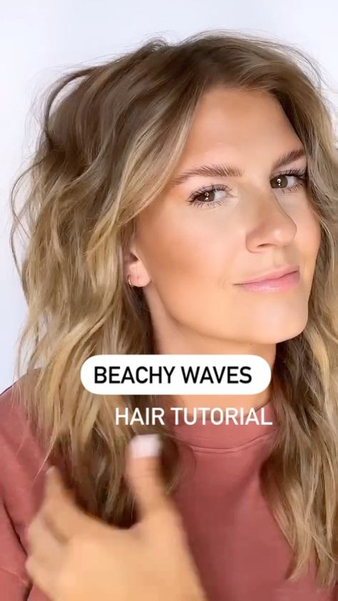 Undone Waves Tutorial, Beach Wave Mid Length Hair, Volume Beach Waves, How To Get Textured Waves, How To Get Tousled Waves, Textured Waves Hair Tutorial, Beachwave Curls With Flat Iron, How To Create Beachy Waves, Beach Waves For Short Hair With Flatiron