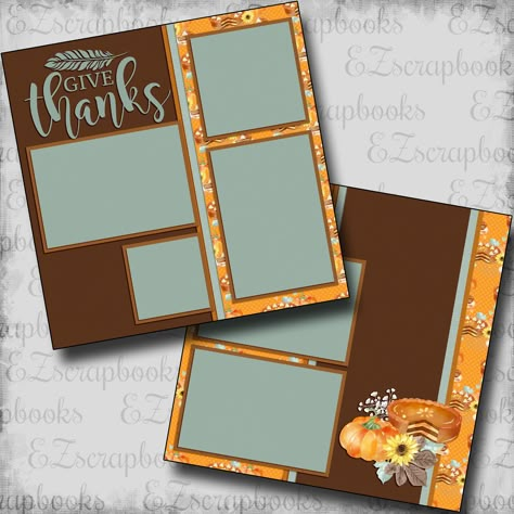 Two 12X12 scrapbook pages created and professionally printed on high quality cardstock. Just add photos! Newest Scrapbook Layouts, Vintage Scrapbook Layouts, 8x10 Scrapbook Layout Ideas, Creative Memories Layout Ideas, Fall Scrapbook Pages, Dinner Scrapbook Layouts, 8 5 X 11 Scrapbook Layouts, Simple Scrapbooking Layouts 12x12, Two Page Scrapbook Layouts