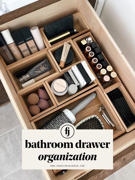 How I Keep My Bathroom Drawers Organized - Fashion Jackson Bathroom Drawer Organization Ideas, Deep Drawer Organization, Bathroom Drawing, Bathroom Vanity Organization, Bathroom Vanity Drawers, Bathroom Drawer Organization, Bathroom Counter Organization, Dresser Drawer Organization, Bathroom Storage Hacks