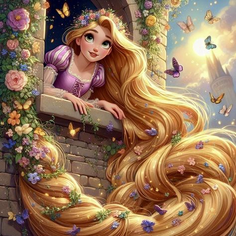 Embroidery Disney, Disney Doodles, Walt Disney Princesses, Rapunzel Disney, Animation Disney, Disney Princess Rapunzel, Disney Princess Artwork, Art Puzzle, Disney Princess Fan Art