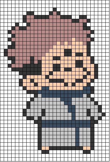 Jujutsu Kaisen Pixel Art Grid, Anime Friendship Bracelet Patterns, One Piece Pixel Art Grid, Jjk Perler Beads, Jjk Pixel Art, Gojo Pixel Art, Pixel Art Manga, Kawaii Demon, Jujutsu Kaisen Ryomen Sukuna