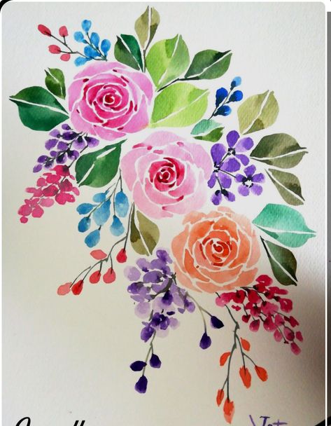 Painting Flowers Tutorial, Watercolor Flowers Tutorial, Art Painting Tools, Diy Abstract Canvas Art, Drawing Flowers, Diy Watercolor Painting, Pola Sulam, Watercolor Flower Art, Art Painting Gallery