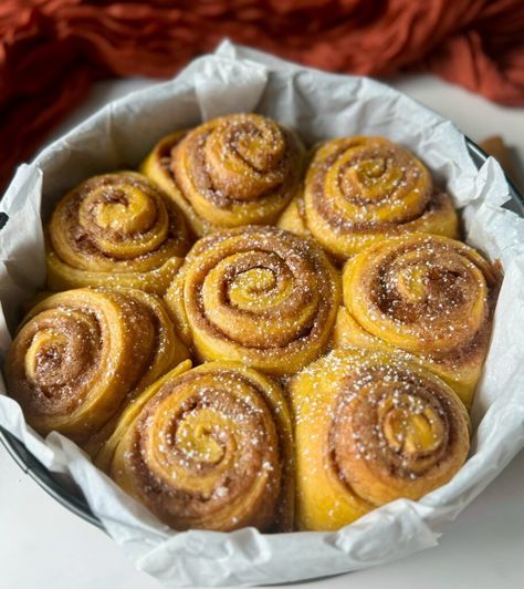 Sourdough Pumpkin Cinnamon Rolls Pumpkin Sourdough Rolls, Sourdough Pumpkin Recipes, Pumpkin Sourdough, Sourdough Pumpkin, Sourdough Rolls, Pumpkin Filling, Pumpkin Cinnamon Rolls, Maple Cream, Pumpkin Spice Syrup