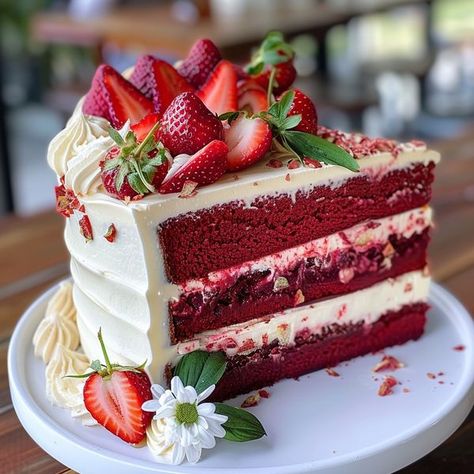 Red Velvet Strawberry, Red Velvet Birthday Cake, Strawberry Cake Filling, Martha Stewart Recipes, Snack Craving, Strawberry Filling, Red Food Coloring, Strawberry Cakes, Sweet Delights