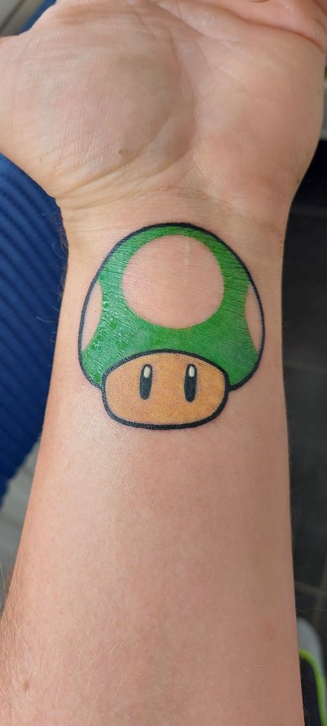 Goomba Tattoo, Mario Mushroom Tattoo, Mario Tattoo, One Piece Tattoos, Mushroom Tattoos, Mario Mushroom, Black And Grey Tattoos, Black Tattoos, Super Mario