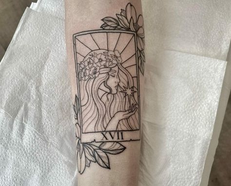 Star Tarot Card Tattoo, Strength Tarot Card Tattoo, Tarot Tattoo Ideas, Tarot Card Tattoo Ideas, Card Tattoo Ideas, Yggdrasil Tattoo, Traditional Tarot Cards, Temperance Tarot Card, Temperance Tarot