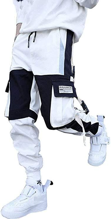 Amazon.com: Astellarie Mens Punk Cargo Pants Hip-hop Jogger Patchwork Popular Baggy Teachwear Pants : Clothing, Shoes & Jewelry White Harajuku Cotton Pants, White Cotton Harajuku Pants, White Harajuku Bottoms With Pockets, White Baggy Pants For Outdoor, Harajuku Style Streetwear Cotton Pants, Harajuku Style Cotton Pants For Streetwear, Baggy Harajuku Style Cargo Pants, White Cotton Harajuku Style Bottoms, White Harajuku Style Cotton Bottoms