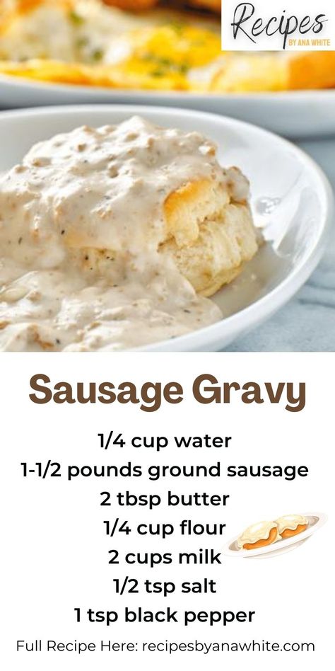 Healthy Sausage Gravy Recipe, Breakfast White Gravy, Meals With White Gravy, Gluten Free Sausage Gravy Recipe, Sausage Gravy From Scratch, Simple Sausage Gravy, Busicuts And Gravy Recipes Sausage Easy, Homemade White Gravy For Biscuits, Homemade Sausage Gravy Recipe